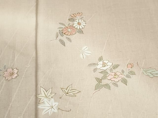 平和屋着物●訪問着　紬地　刺繍　楓舞花文　正絹　逸品　CABM4747yc