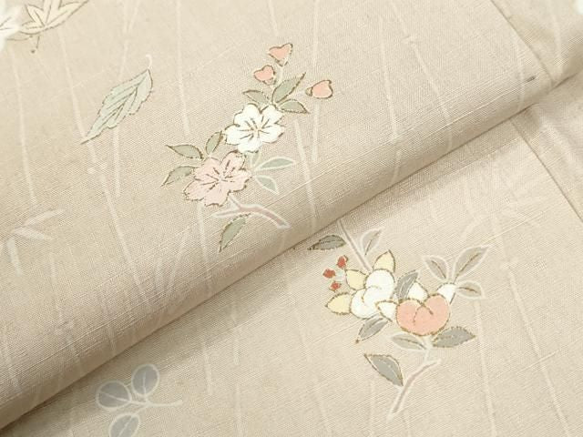 平和屋着物●訪問着　紬地　刺繍　楓舞花文　正絹　逸品　CABM4747yc