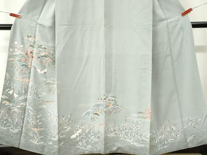 平和屋着物●豪華色留袖　友禅　作家物　浜松飛鶴菊草木文　暈し染め　正絹　逸品　未使用　CABM4748yc