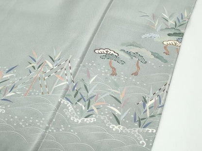 平和屋着物●豪華色留袖　友禅　作家物　浜松飛鶴菊草木文　暈し染め　正絹　逸品　未使用　CABM4748yc