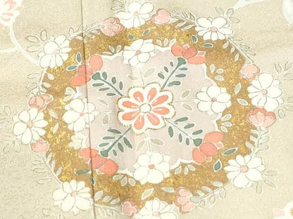 平和屋着物●訪問着　駒刺繍　花蝶文　金彩　正絹　逸品　CABM4750yc