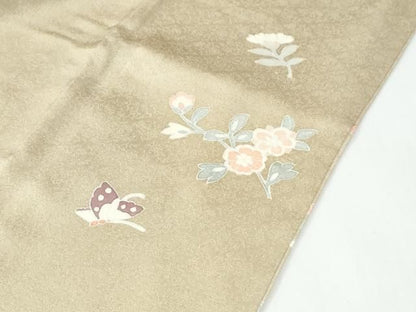 平和屋着物●訪問着　駒刺繍　花蝶文　金彩　正絹　逸品　CABM4750yc