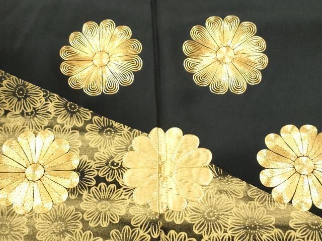 平和屋着物●豪華黒留袖　駒刺繍　舞花文　金彩　正絹　逸品　CABM4754yc