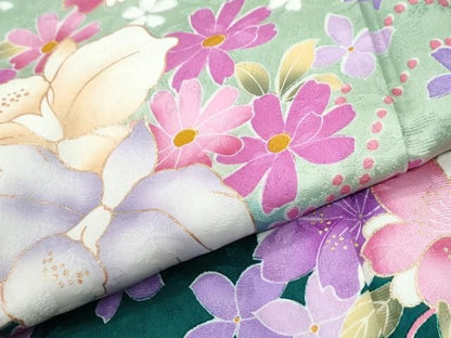 平和屋着物●豪華振袖　舞花文　ラメ糸　暈し染め　京都きもの友禅扱い　正絹　逸品　CABM4764yc