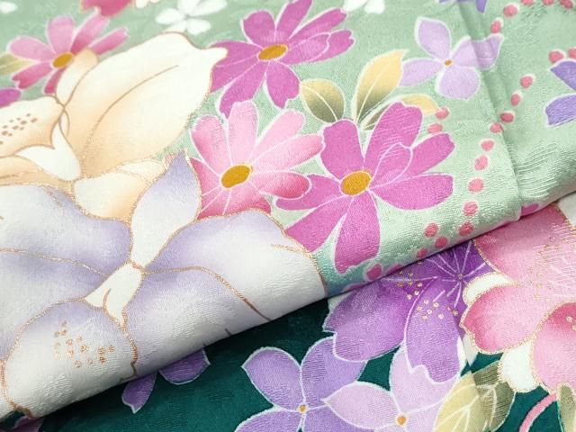 平和屋着物●豪華振袖　舞花文　ラメ糸　暈し染め　京都きもの友禅扱い　正絹　逸品　CABM4764yc