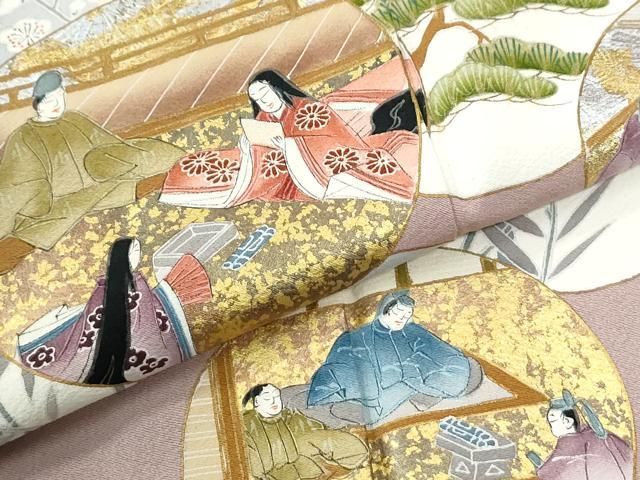 平和屋着物●金彩友禅作家　金彩の魔術師　堀省平　金煌織　色留袖　花遊禅　人物風景文　本金　正絹　逸品　CABM4765yc
