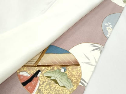 平和屋着物●金彩友禅作家　金彩の魔術師　堀省平　金煌織　色留袖　花遊禅　人物風景文　本金　正絹　逸品　CABM4765yc