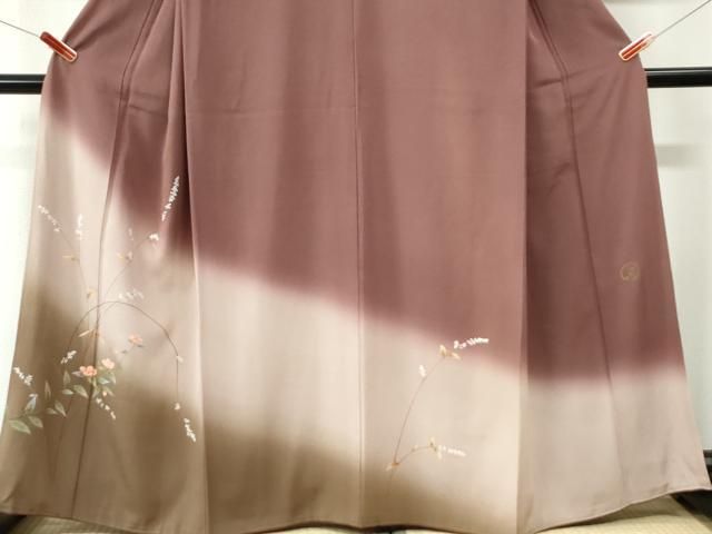 平和屋着物●訪問着　作家物　枝花文　暈し染め　金彩　正絹　逸品　CABM4767yc