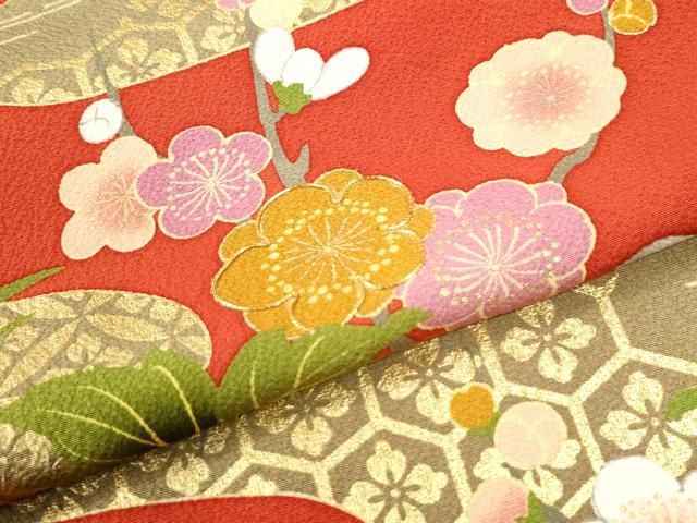平和屋着物●ファッションデザイナー 花井幸子　振袖　霞牡丹花筏文　金彩　正絹　逸品　CABM4768yc