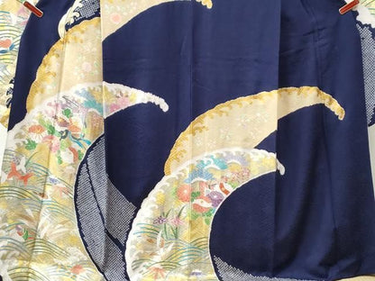 平和屋着物●豪華振袖　駒刺繍　絞り　御所車鴛鴦花文　金銀彩　正絹　逸品　CABM4769yc