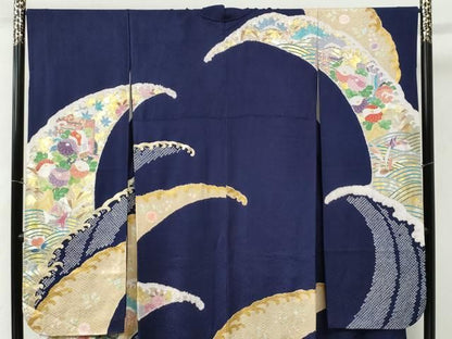 平和屋着物●豪華振袖　駒刺繍　絞り　御所車鴛鴦花文　金銀彩　正絹　逸品　CABM4769yc