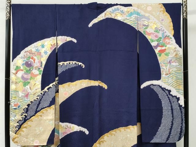 平和屋着物●豪華振袖　駒刺繍　絞り　御所車鴛鴦花文　金銀彩　正絹　逸品　CABM4769yc