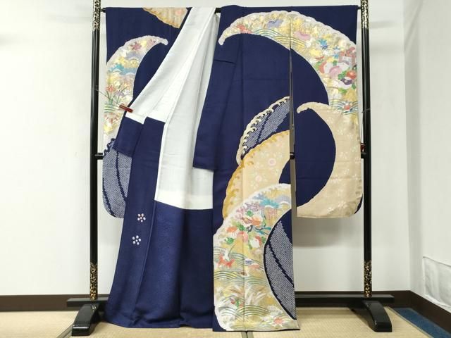 平和屋着物●豪華振袖　駒刺繍　絞り　御所車鴛鴦花文　金銀彩　正絹　逸品　CABM4769yc