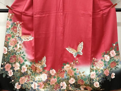 平和屋着物●訪問着　花蝶文　暈し染め　金彩　正絹　逸品　CABM4771yc