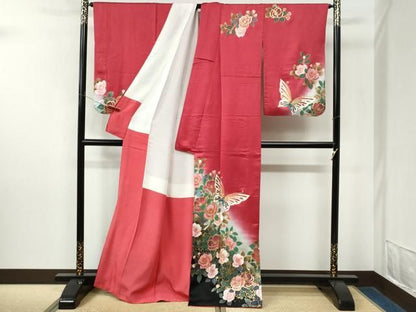 平和屋着物●訪問着　花蝶文　暈し染め　金彩　正絹　逸品　CABM4771yc
