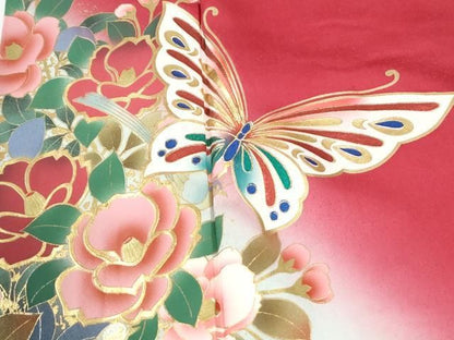平和屋着物●訪問着　花蝶文　暈し染め　金彩　正絹　逸品　CABM4771yc