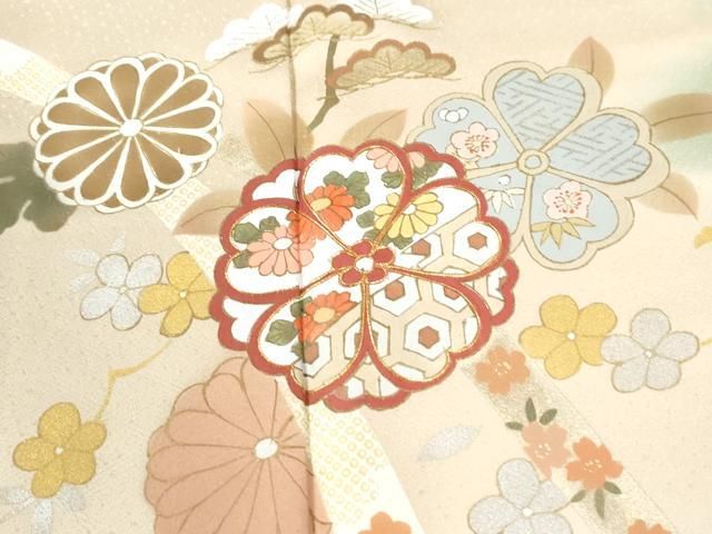 平和屋着物●訪問着　駒刺繍　舞花文　暈し染め　金彩　正絹　逸品　CABM4773yc