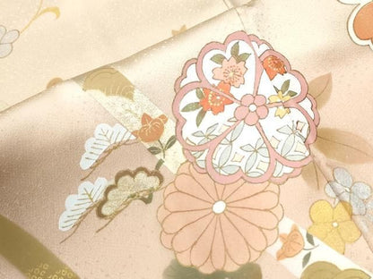 平和屋着物●訪問着　駒刺繍　舞花文　暈し染め　金彩　正絹　逸品　CABM4773yc