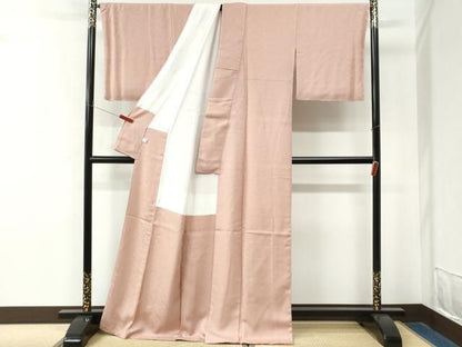平和屋着物●上質な色無地　飛鶴花唐草地紋　虹色　正絹　逸品　未使用　CABM4780yc