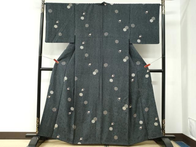 平和屋着物●上質な小紋　雪輪吉祥花文　正絹　逸品　CABM4781yc