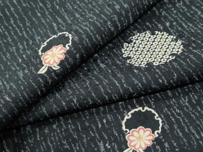 平和屋着物●上質な小紋　雪輪吉祥花文　正絹　逸品　CABM4781yc
