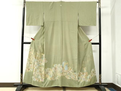 平和屋着物●中国三大刺繍　蘇州刺繍　色留袖　作家物　陶器菊花文　金糸　正絹　逸品　CABM4784yc