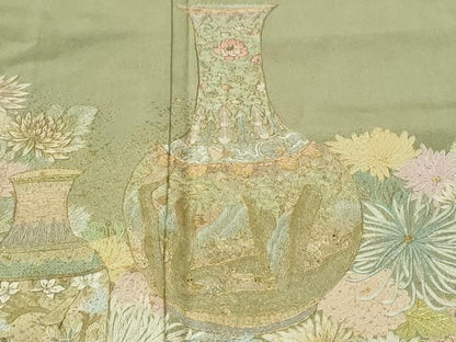 平和屋着物●中国三大刺繍　蘇州刺繍　色留袖　作家物　陶器菊花文　金糸　正絹　逸品　CABM4784yc