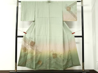 平和屋着物●中国三大刺繍　スワトウ刺繍　総刺繍　訪問着　破れ色紙更紗花文　暈し染め　金糸　正絹　逸品　CABM4785yc