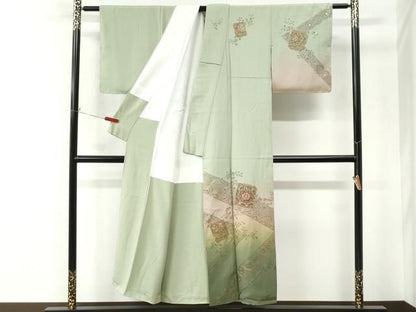 平和屋着物●中国三大刺繍　スワトウ刺繍　総刺繍　訪問着　破れ色紙更紗花文　暈し染め　金糸　正絹　逸品　CABM4785yc