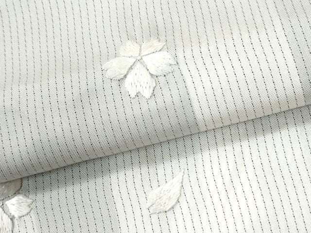 平和屋着物●本場縞大島紬　総刺繍　舞桜文　正絹　逸品　未使用　CABM4786yc