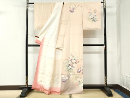 平和屋着物●訪問着　友禅　枝花文　暈し染め　正絹　逸品　未使用　CABM4787yc
