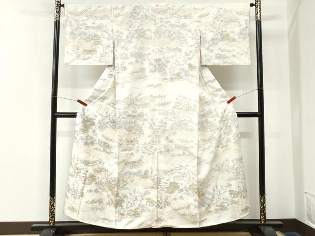 平和屋着物●中国三大刺繍　スワトウ刺繍　訪問着　人物風景文　金糸　正絹　逸品　CABM4788yc