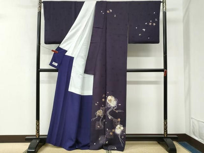 平和屋着物●十代目 歌舞伎役者　坂東三津五郎　訪問着　色紙舞花文　蛍暈し　金彩　やまと誂製　正絹　逸品　CABM4790yc