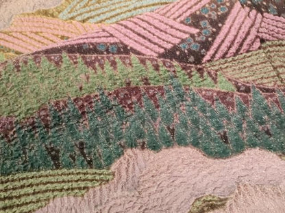 平和屋着物●十日町 名門 滝泰謹製 中国三大刺繍 相良刺繍 訪問着 朧染め 重ね絞り 樹林文 暈し染め 金通し地 正絹 逸品 CABM4792yc