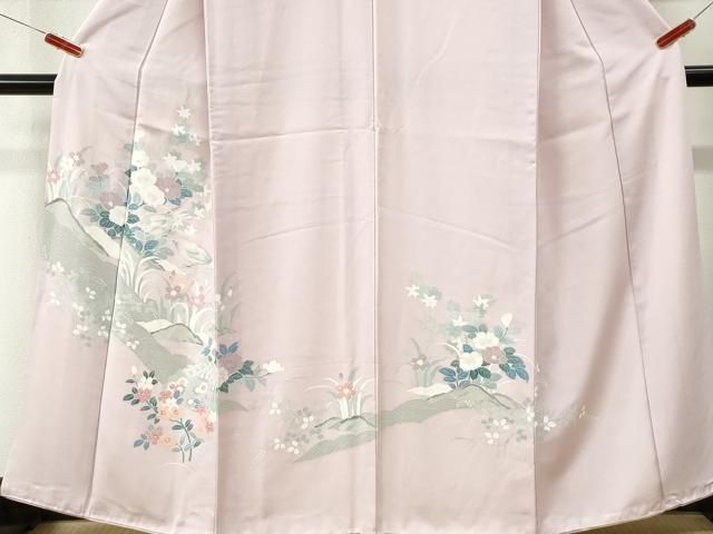 平和屋着物●訪問着　友禅　休み鳥草花文　正絹　逸品　CABM4795yc