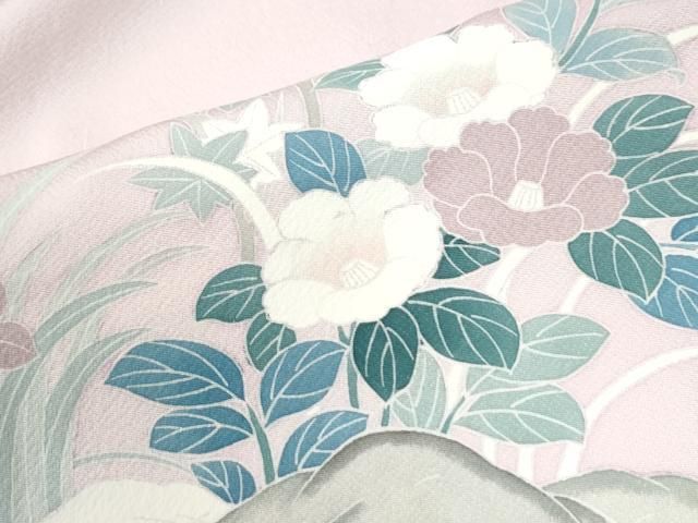平和屋着物●訪問着　友禅　休み鳥草花文　正絹　逸品　CABM4795yc