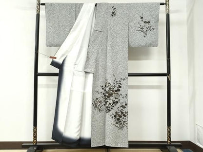平和屋着物●訪問着　色紙草花文　たたき染め　金彩　正絹　逸品　CABM4796yc