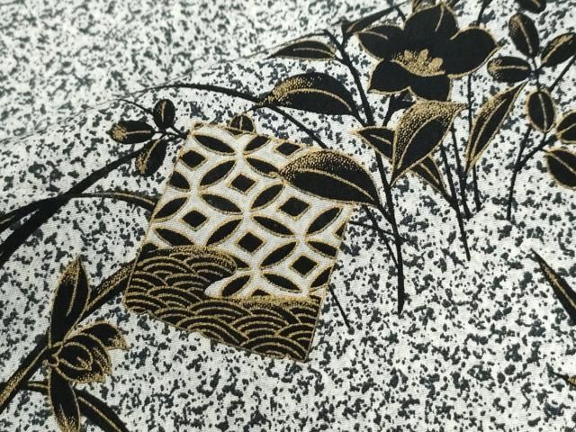 平和屋着物●訪問着　色紙草花文　たたき染め　金彩　正絹　逸品　CABM4796yc