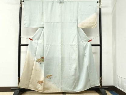 平和屋着物●訪問着　扇面浜松花文　暈し染め　金彩　正絹　逸品　未使用　CABM4797yc