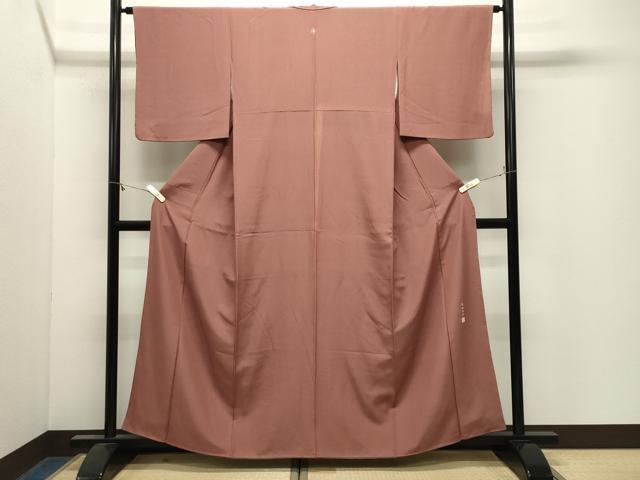 平和屋着物●江戸小紋　廣瀬陽訪作　万筋　煤色×赤丹色　正絹　逸品　CABM4819gh
