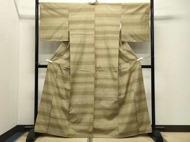 平和屋着物●上質な紬　眼鏡織　横段文　正絹　逸品　CABM4826gh