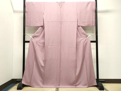 平和屋着物●上質な色無地　紋意匠　石竹色　正絹　逸品　CABM4830gh