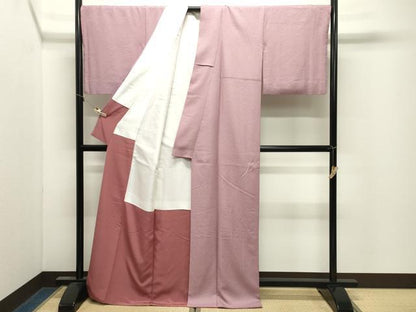 平和屋着物●上質な色無地　紋意匠　石竹色　正絹　逸品　CABM4830gh
