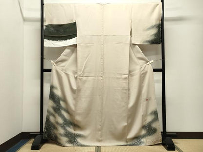 平和屋着物●国際的伝統工芸作家十二代・藤林徳扇苑寿訪問着華の式部霞文暈し染め金銀彩銀通し地反端付き　正絹　逸品　CABM4834gh