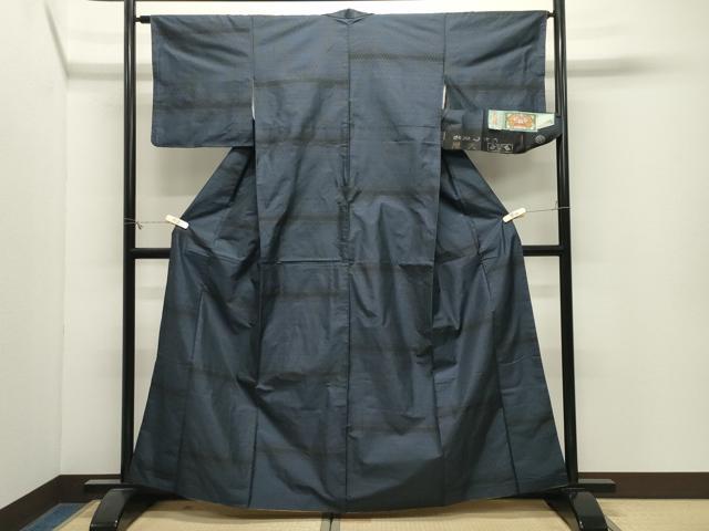 平和屋着物●本場大島紬　9マルキ　横段文　たかし織物謹製　証紙付き　正絹　逸品　CABM4837gh