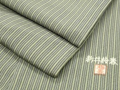平和屋着物●江戸小紋　新井梅春作　縞　正絹　逸品　CABM4864gh