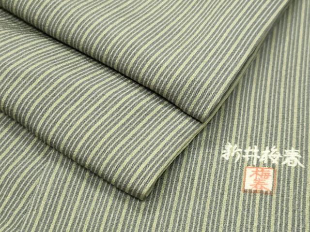 平和屋着物●江戸小紋　新井梅春作　縞　正絹　逸品　CABM4864gh