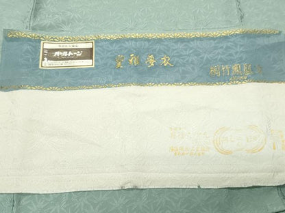 平和屋着物●上質な色無地　作家物　皇雅夢衣　桐竹鳳凰文　錆青磁色　反端付き　正絹　逸品　CABM4879gh