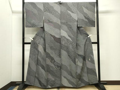 平和屋着物●江戸小紋　寿永作　寄せ小紋柄　黒地　さが美扱い　正絹　逸品　未使用　CABM4891gh