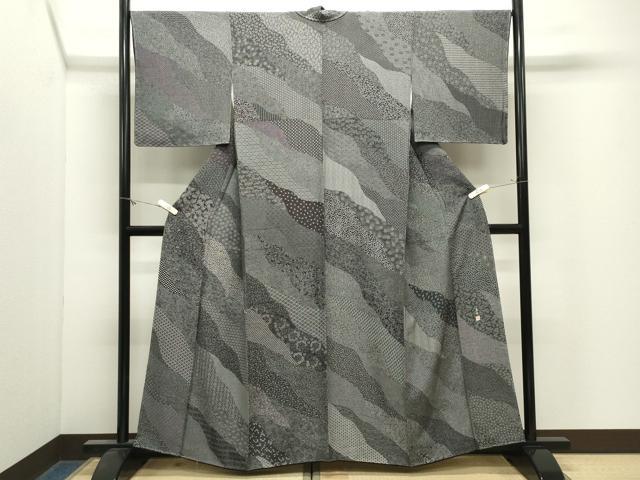 平和屋着物●江戸小紋　寿永作　寄せ小紋柄　黒地　さが美扱い　正絹　逸品　未使用　CABM4891gh